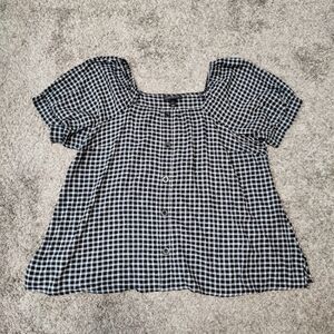 Lane Bryant Gingham Button Front Blouse